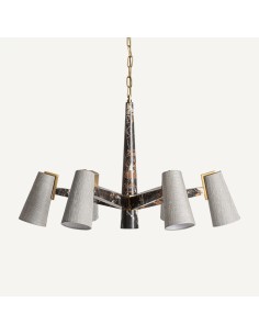 Lámpara colgante de mármol negro, metal dorado y pantalla... 2