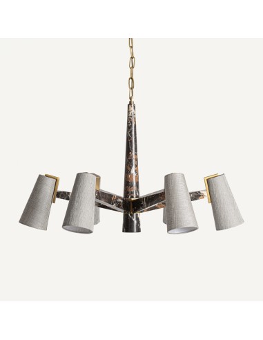 Lámpara colgante de mármol negro, metal dorado...