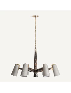 Lámpara colgante de mármol negro, metal dorado y pantalla...