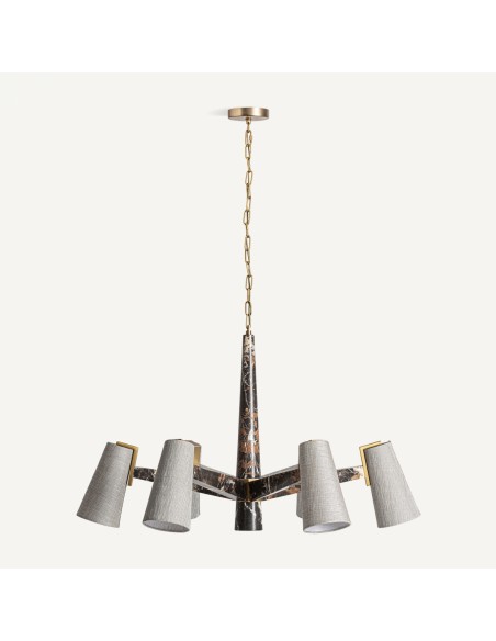 Lámpara colgante de mármol negro, metal dorado y pantalla blanca – VICAL HOME