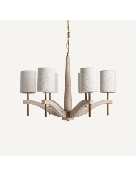 Lámpara colgante Berdaf de Vical Home – Lámpara de mármol beige y metal dorado diseño contemporáneo 82 cm