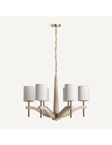 Lámpara colgante Berdaf de Vical Home – Lámpara de mármol beige y metal dorado diseño contemporáneo 82 cm