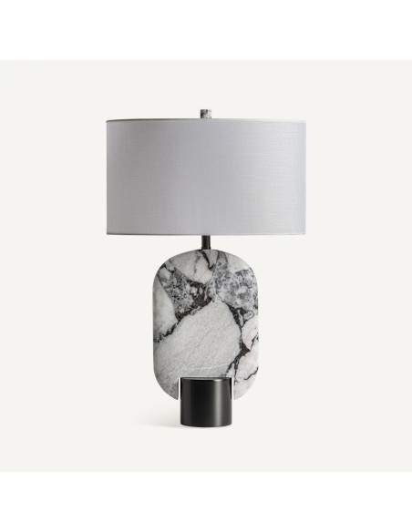 Lámpara de sobremesa Art Decó mármol blanco y metal negro mate – VICAL HOME