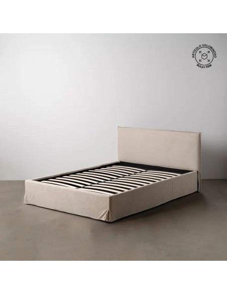 CAMA CANAPÉ BEIGE TEJIDO DORMITORIO