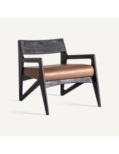 Sillón beslon en Acacia Negra y Cuero Marrón – Diseño...