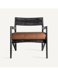 Sillón beslon en Acacia Negra y Cuero Marrón – Diseño... 2