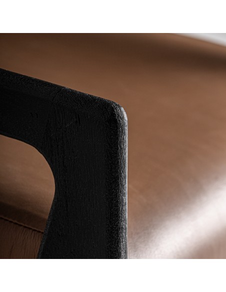 Sillón beslon en Acacia Negra y Cuero Marrón – Diseño Sofisticado | Vical Home