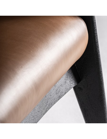Sillón beslon en Acacia Negra y Cuero Marrón – Diseño Sofisticado | Vical Home
