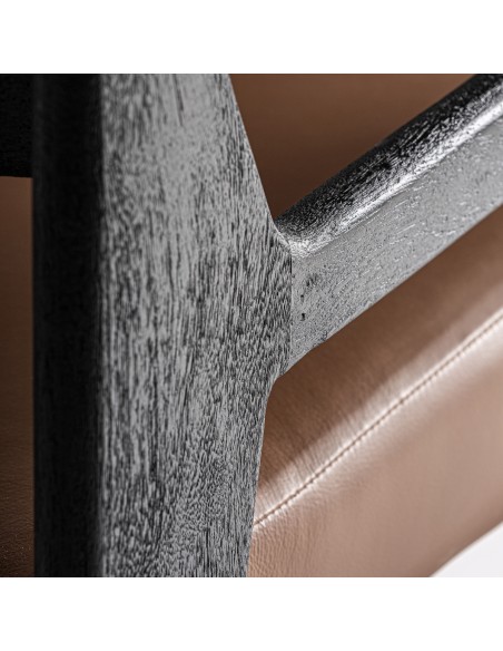 Sillón beslon en Acacia Negra y Cuero Marrón – Diseño Sofisticado | Vical Home