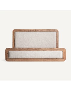 Cama dangy de Madera de Acacia Tapizada en Beige Jaspeado...
