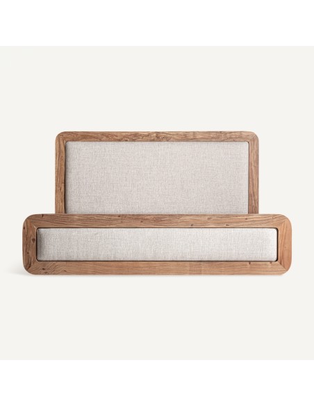 Cama dangy de Madera de Acacia Tapizada en Beige Jaspeado | Vical Home
