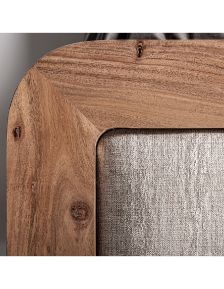 Cama dangy de Madera de Acacia Tapizada en Beige Jaspeado | Vical Home