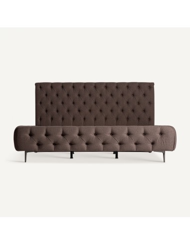 Cama Oslo Tapizada en Terciopelo Marrón con...