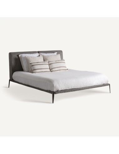 Cama Berlín de Estilo Industrial en Metal Gris...