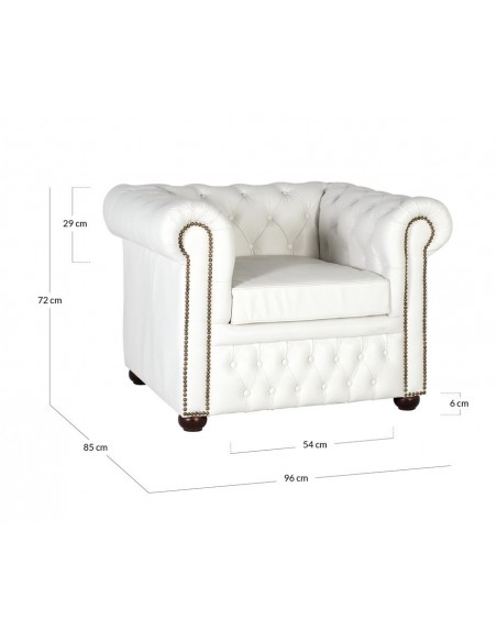 Sofá Chester Individual en Piel Blanca – Giner y Colomer