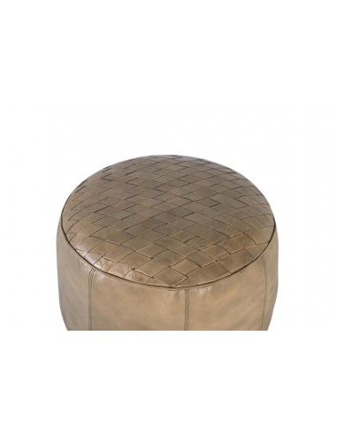 Puff Redondo de Piel Beige Trenzada – Giner y...