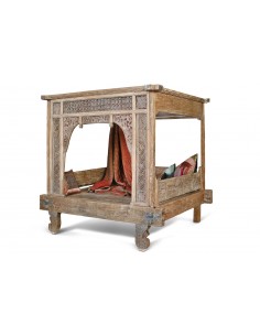 CAMA BALINESA CON DOSEL CAOBILLA 225X160X206