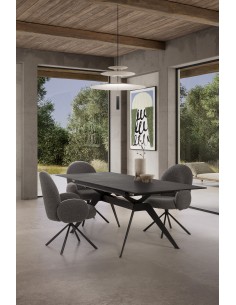 MESA EXTENSIBLE DE CERÁMICA NEGRA LULA 160/220X90X76