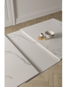 MESA EXTENSIBLE DE CERÁMICA BLANCA LULA 160/220X90X76 2