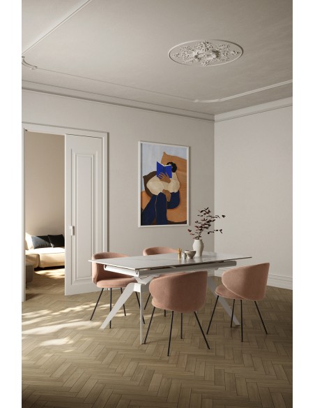 MESA EXTENSIBLE DE CERÁMICA BLANCA LULA 160/220X90X76