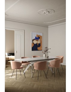 MESA EXTENSIBLE DE CERÁMICA BLANCA LULA 160/220X90X76