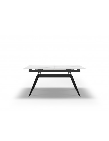 MESA EXTENSIBLE  DE CERÁMICA BLANCA Y PIE NEGRO...