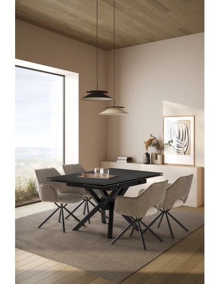 MESA EXTENSIBLE CUADRADA GRIS OSCURO ARLENE 150X90/150X76CM