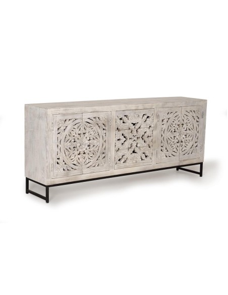 Aparador Giner y Colomer en Madera de Mango Tallada y Metal – 2 Puertas y 3 Cajones