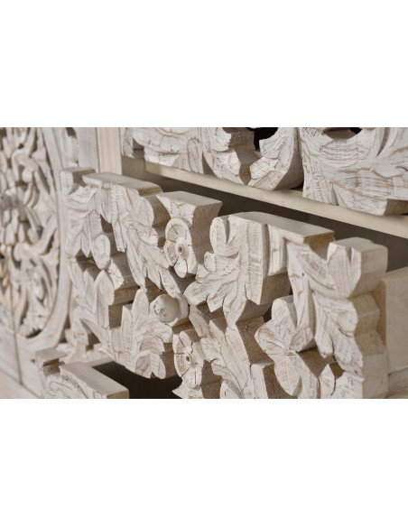 Aparador Giner y Colomer en Madera de Mango Tallada y Metal – 2 Puertas y 3 Cajones