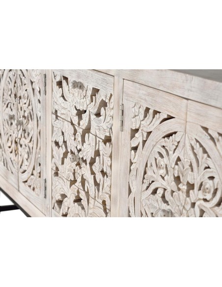 Aparador Giner y Colomer en Madera de Mango Tallada y Metal – 2 Puertas y 3 Cajones