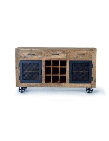 Aparador Industrial Giner y Colomer de Madera de Mango y Metal – 2 Puertas y 3 Cajones