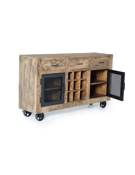 Aparador Industrial Giner y Colomer de Madera de Mango y Metal – 2 Puertas y 3 Cajones