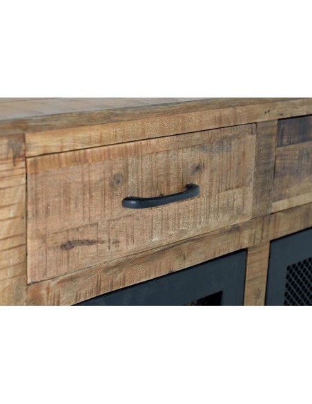 Aparador Giner y Colomer de Madera de Mango con Ruedas Metálicas – 2 Puertas y 2 Cajones