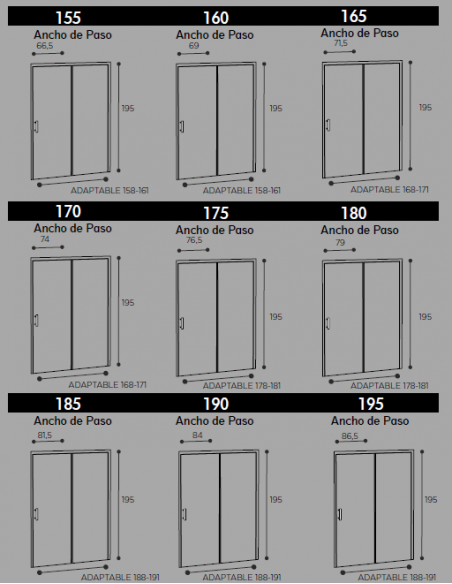 MAMPARA DUCHA FRONTAL (FIJO + CORREDERA) Q