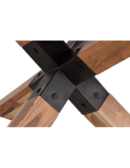 Mesa de Comedor Redonda en Acacia Maciza y Metal Negro – Giner y Colomer Ref. 1150 / 1151 VARIAS MEDIDAS