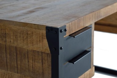 Escritorio 4 Cajones en Madera de Mango y Metal...