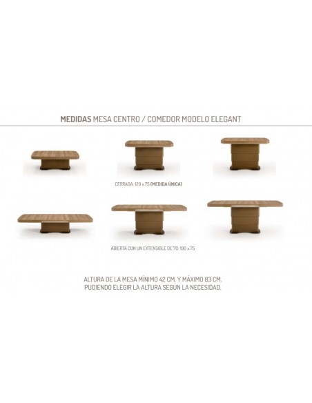 Mesa extensible y regulable en altura Elegant de Pemi – De 120 a 190 cm personalizable