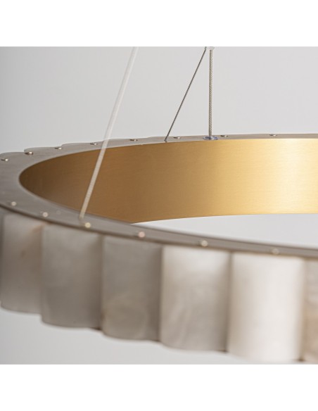 Lámpara de techo Aurea de Vical Home – Lámpara de alabastro blanco con estructura dorada 80 cm