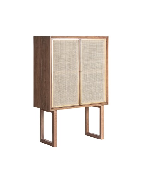 Armario de Madera y Ratán Gondorf – Diseño Nórdico con Detalles en Latón