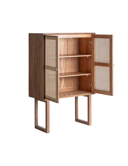 Armario de Madera y Ratán Gondorf – Diseño Nórdico con Detalles en Latón