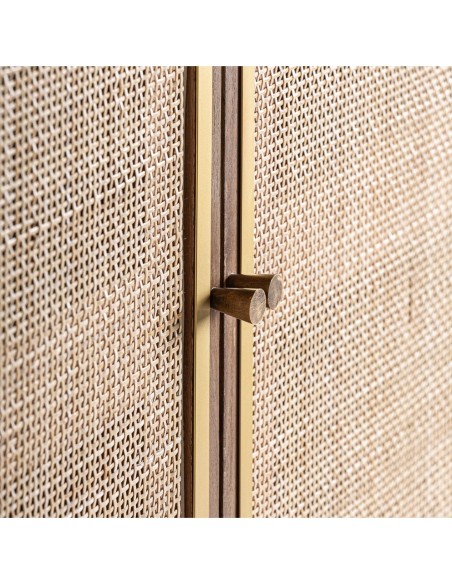 Armario de Madera y Ratán Gondorf – Diseño Nórdico con Detalles en Latón