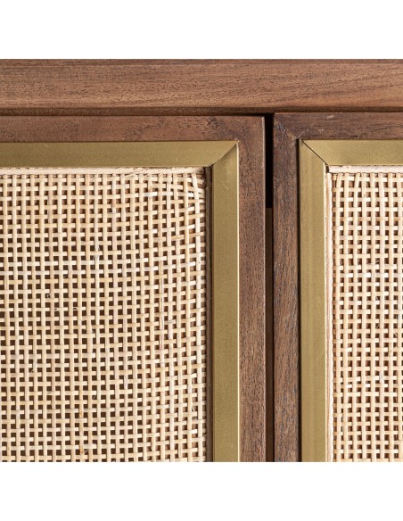 Armario de Madera y Ratán Gondorf – Diseño Nórdico con Detalles en Latón