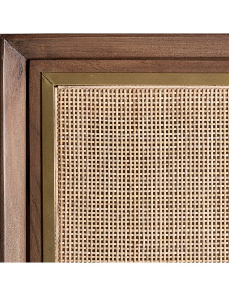 Armario de Madera y Ratán Gondorf – Diseño Nórdico con Detalles en Latón