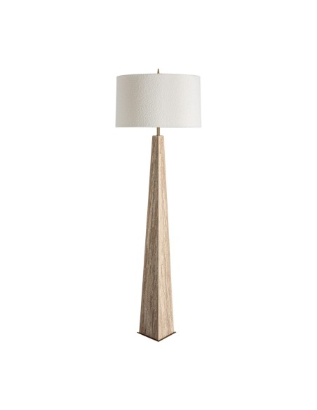 Lámpara de pie Tetbury de Vical Home – lámpara art déco en mármol beige, metal dorado y bouclé