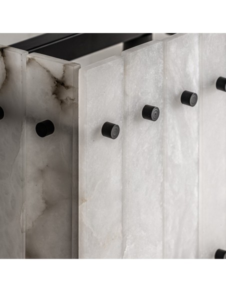 Lámpara colgante Art Decó de mármol blanco y hierro negro – VICAL HOME