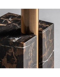 Lámpara de pie Art Decó en mármol negro y hierro dorado –... 2