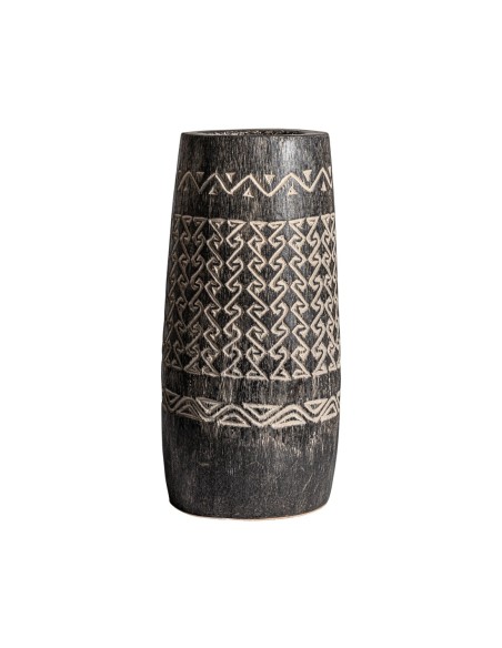 Jarrón Nantua de Vical Home – Jarrón decorativo en madera de palma tallada estilo natural contemporáneo 51 cm