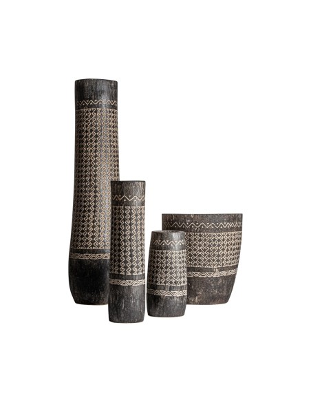 Jarrón Nantua de Vical Home – Jarrón alto en madera de palma marrón estilo contemporáneo natural 80 cm