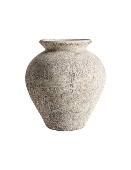 Jarrón Sahene de Vical Home – Jarrón decorativo de cerámica marrón clara envejecida estilo vintage 40 cm