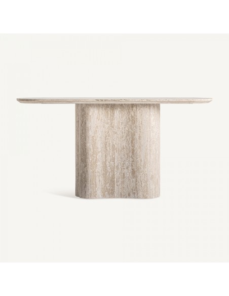 Consola Thiennes de Vical Home en Travertino Beige 160 cm – Diseño Art Déco Escultórico